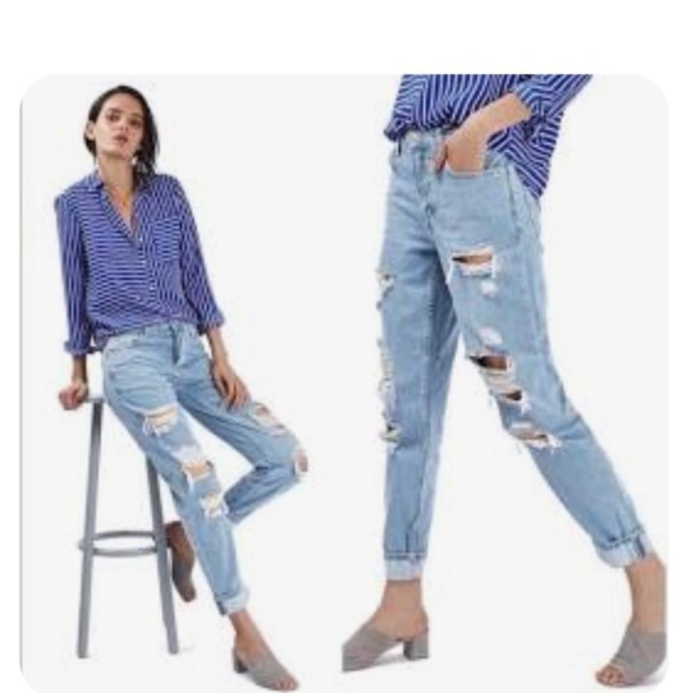 TOPSHOP HAYDEN RIPPED BOYFRIEND JEANS SZ 28